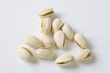 pistachio nuts on white background