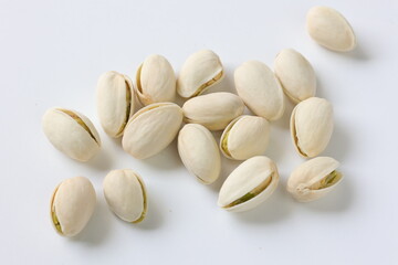 pistachio nuts on white background