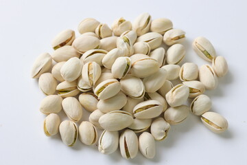 pistachio nuts on white background
