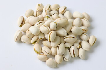 pistachio nuts on white background 