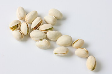 pistachio nuts seeds isolated on white background 