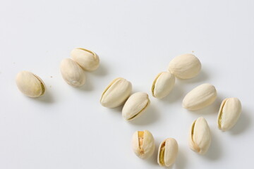pistachio nuts on white background