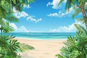 Fototapeta premium Summer Background illustration created with Generative AI