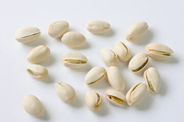 pistachio nuts on white background