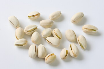 pistachio nuts on white background 
