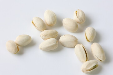 pistachio nuts on white background