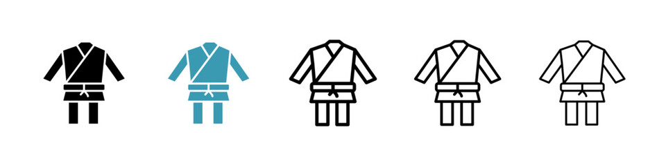 Uniform martial art black liner icon collection