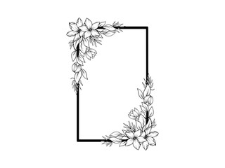 Flower Line Art Frame Background