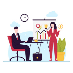 Businesswoman Presenting Profitable Idea to Colleague in Office Setting.