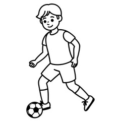 Soccer foot player line art vector.