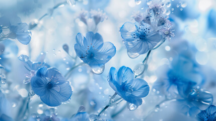 Frozen Nemophila flowers wallpaper background