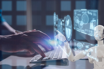 Ai technology, Artificial Intelligence. man using technology smart robot AI, artificial...
