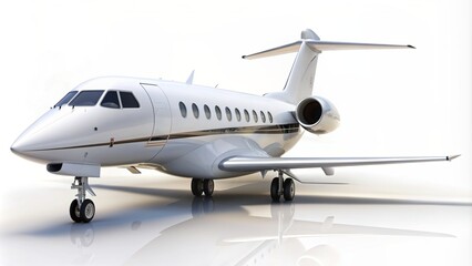 Naklejka premium White Business Jet Class Aircraft on White Background