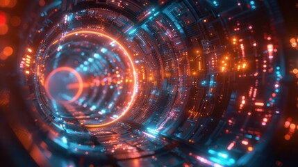 Obraz premium Abstract Futuristic Tunnel With Glowing Lights