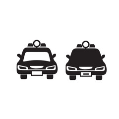 Black silhouette car icon isolated on white, Eps 10.