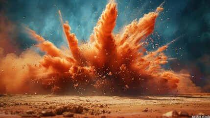 Fototapeta premium Orange Dust Explosion in the Desert