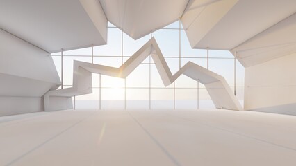 Obraz premium Architecture background geometric arched interior 3d render