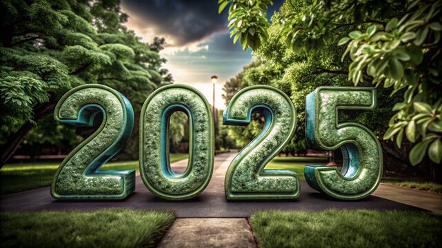 3D Blue Dimensional Lettering Saying "2025"
