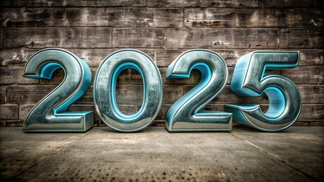 3D Blue Dimensional Lettering Saying "2025"