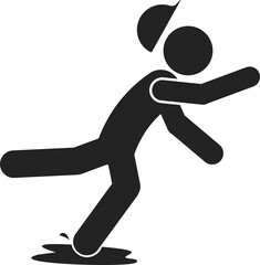 Isolated pictogram sign of worker slip water on the floor, for industrial worker safety label