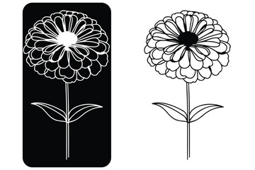 Zinnia Flower Line Art  vector
