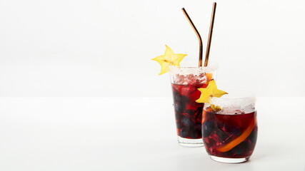 Cocktails with blueberries and ice. Blueberry ice lemonade.