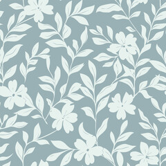 cadet blue tonal floral pattern vector