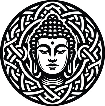 recommend clip art: buddha in silhouete with celtic knot pattern illustration