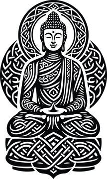 recommend clip art: buddha in silhouete with celtic knot pattern illustration