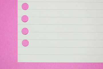 line paper texture on pink background,  blank sheet notebook