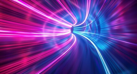 Abstract neon light background with rays of pink and blue colors