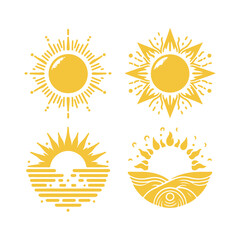 Fototapeta premium vector sun set silhouette in white background