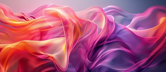 Obraz premium A stunning abstract digital artwork featuring colorful flowing fabric waves in gradient light, creating a vibrant and dynamic background.