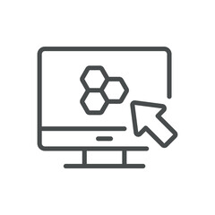 Honey Online Order Icon. Thin Line Illustration of a Computer Displaying Honey Products for Online Purchase.