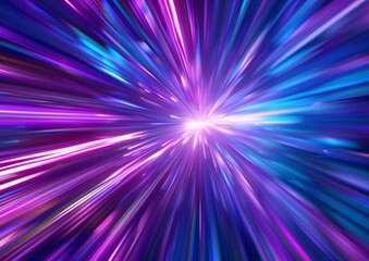 Abstract purple and blue rays of light moving fast in the background, creating an atmosphere of speed or time travel