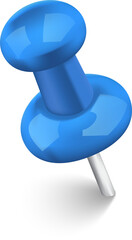 blue push pin isolated