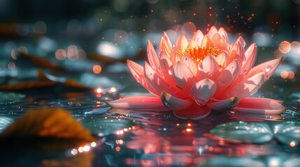 Pink Lotus Flower in a Serene Pond