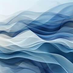 Obraz premium Abstract minimal waves, soft curves, wide canvas, cool hues for refreshing background