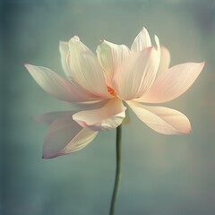 Single lotus, macro shot, soft focus, muted tones for a peaceful background