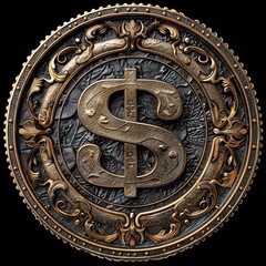 Elegant usd coin symbol with modern aesthetics and detailed textures