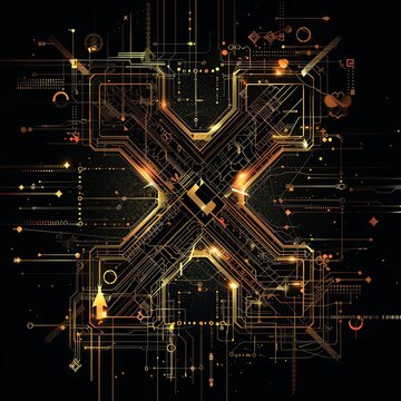 Elegant xaf symbol with detailed patterns and high-tech design