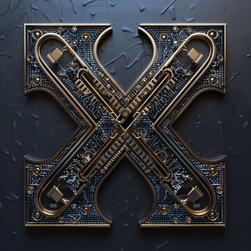 Elegant xaf symbol with detailed patterns and high-tech design