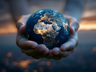 Fototapeta premium A person holding a planet earth