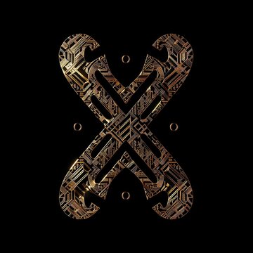 Elegant xaf symbol with detailed patterns and high-tech design