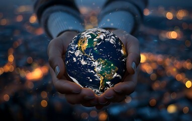 Fototapeta premium A person holding a planet earth