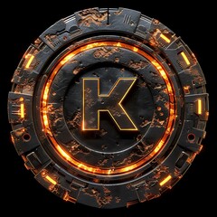 Obraz premium High-resolution krw symbol icon with futuristic elements and metallic textures