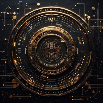 Elegant zmw symbol with detailed patterns and high-tech aesthetics