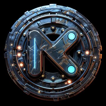 High-resolution mkd symbol icon with futuristic elements and metallic textures