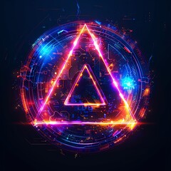 High-tech aoa symbol icon with vibrant colors and digital elements