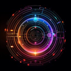 High-tech uzs symbol icon with vibrant colors and digital elements